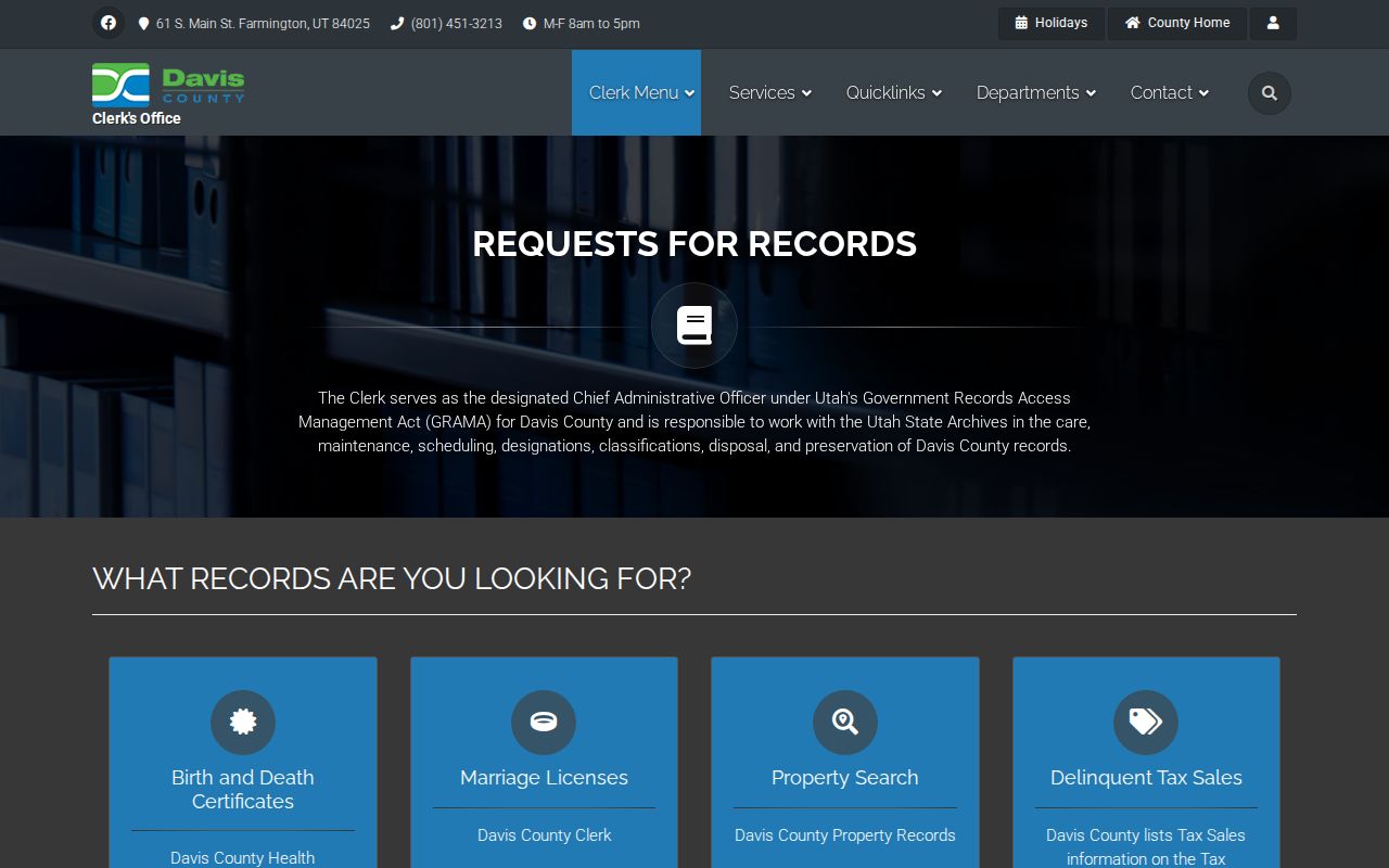 Layton residents directory reference to Davis County public records routing