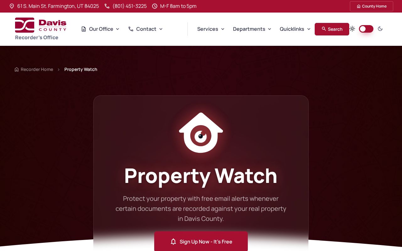 Layton street directory reference to Davis County Property Watch