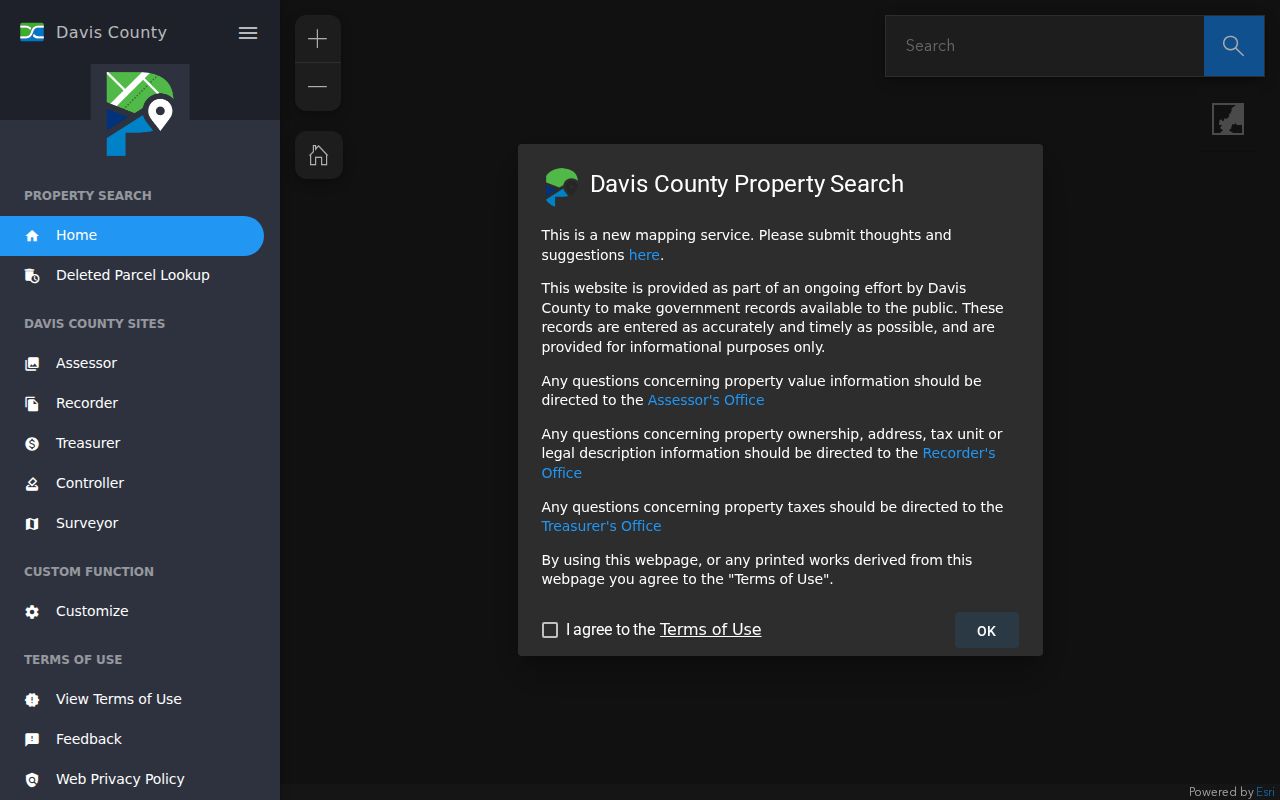 Layton street directory address search in the Davis County property portal